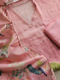 Soft Linen Tissue Unstitched Salwar - Peach