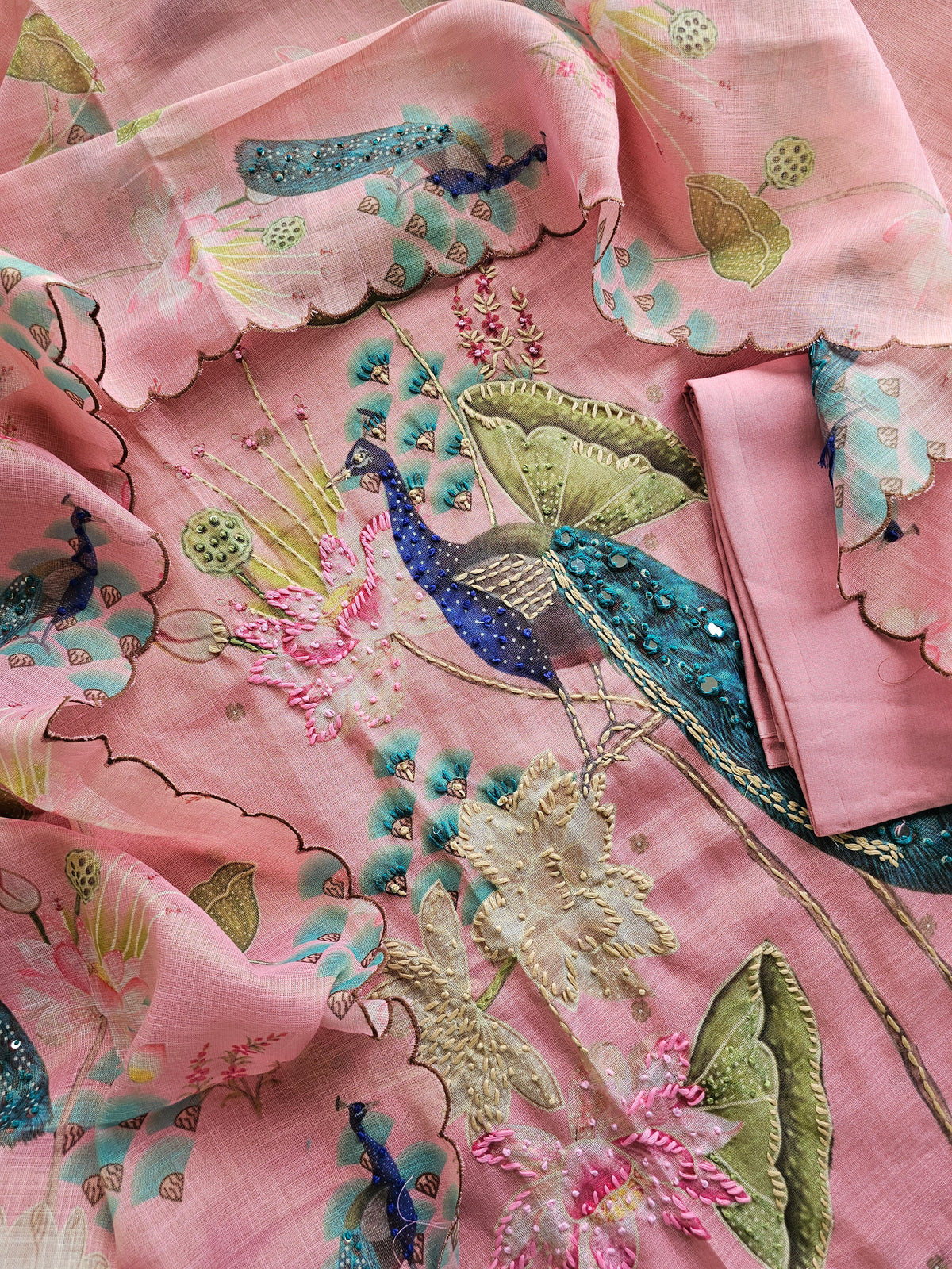 Soft Linen Tissue Unstitched Salwar - Peach