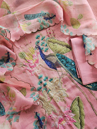 Soft Linen Tissue Unstitched Salwar - Peach