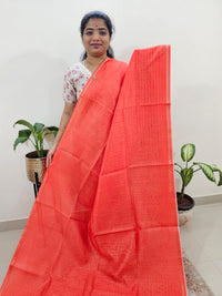 Chanderi Saree with Zari Border - Dark Orange
