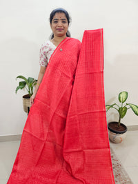 Chanderi Saree with Zari Border - Red