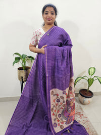 Chanderi Saree with Zari Border - Purple