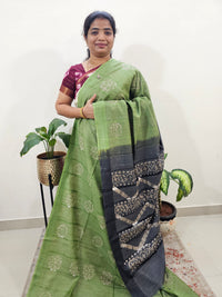 Bhagalpuri with Batik Print - Green with Grey