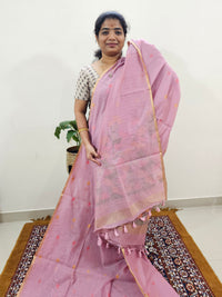 Semi Kota Doria with Jamdani Saree - Pink