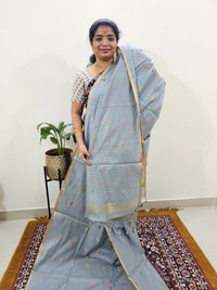 Semi Kota Doria with Jamdani Saree - Grey