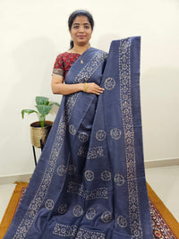 Bhagalpuri with Batik Print - Blue with Pink