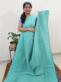 Semi Raw Silk Saree - Sea Blue with Purple