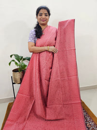 Semi Raw Silk Saree - Peach with Black