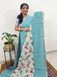 Soft Semi Tussar Zari Weaving  Border - Blue