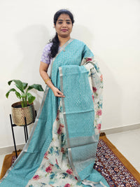 Soft Semi Tussar Zari Weaving  Border - Blue