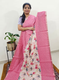 Soft Semi Tussar Zari Weaving  Border - Pink