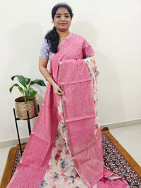 Soft Semi Tussar Zari Weaving  Border - Pink