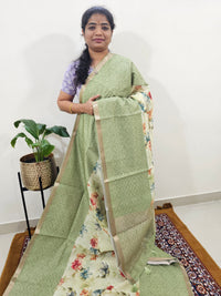 Soft Semi Tussar Zari Weaving  Border - Green