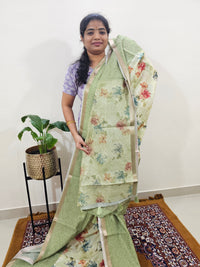 Soft Semi Tussar Zari Weaving  Border - Green