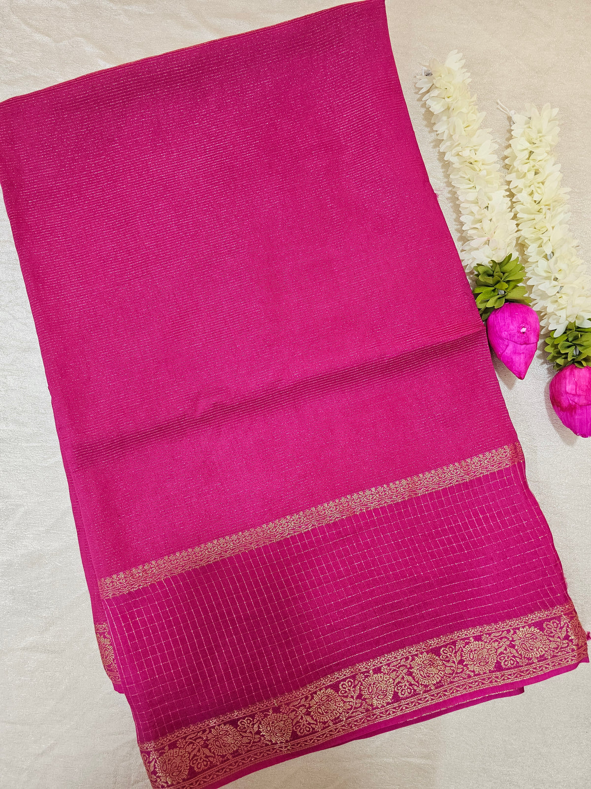 Semi Viscous Crepe Silk Saree - Pink