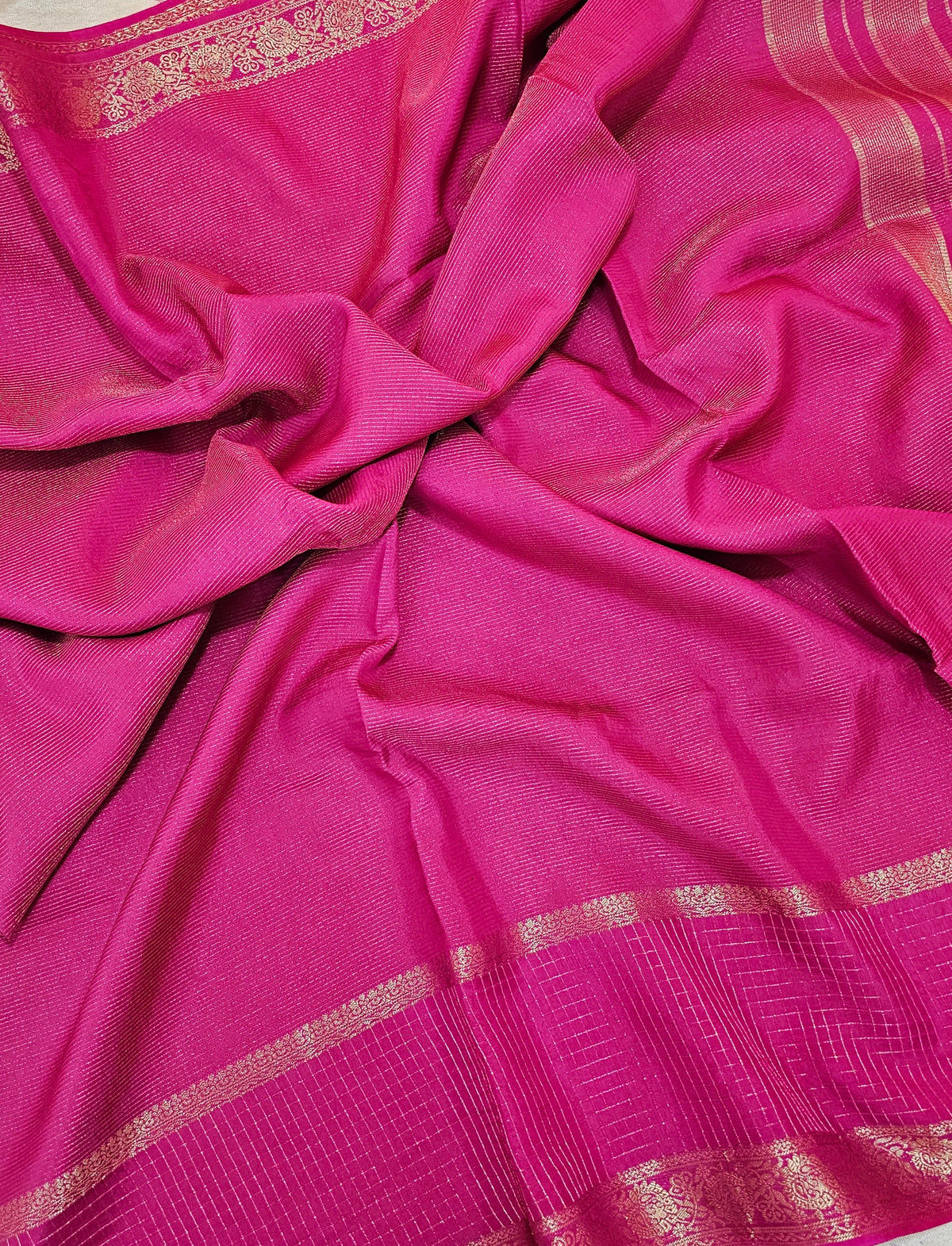 Semi Viscous Crepe Silk Saree - Pink
