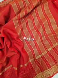 Semi Viscous Crepe Silk Saree - Red