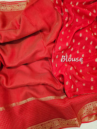 Semi Viscous Crepe Silk Saree - Red