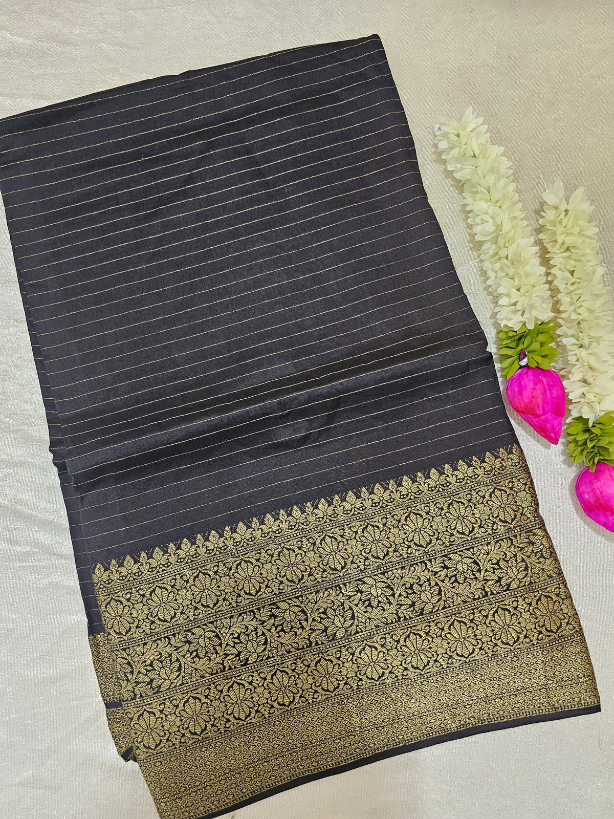 Semi Viscous Crepe Silk Saree - Black