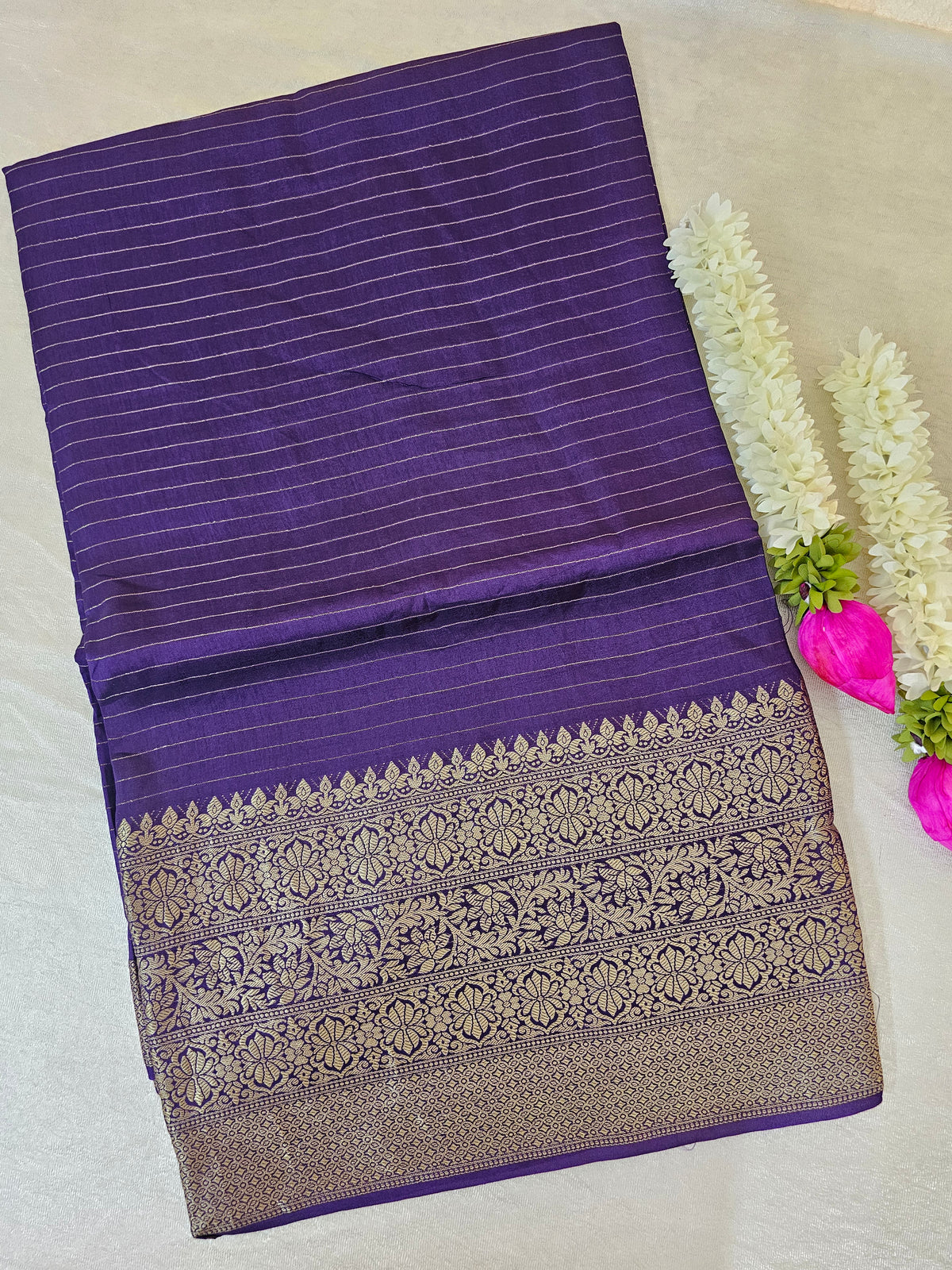 Semi Viscous Crepe Silk Saree - Purple