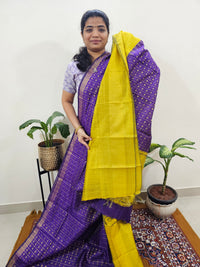 Semi Raw Silk Saree - Purple with Yellow
