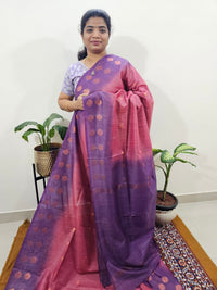 Bhagalpuri with Zari Weaving - Pink with Purple
