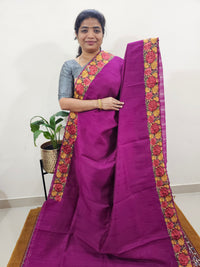 Semi Tussar with Multi Thread Heavy Emboridery Saree - Magenta Pink