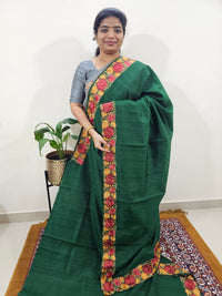 Semi Tussar with Multi Thread Heavy Emboridery Saree - Dark Green