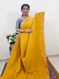 Semi Tussar with Multi Thread Heavy Emboridery Saree - Mango Yellow