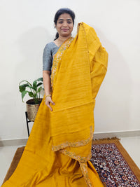 Semi Tussar with Multi Thread Heavy Emboridery Saree - Mango Yellow