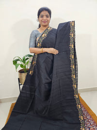 Semi Tussar with Multi Thread Heavy Emboridery Saree - Black