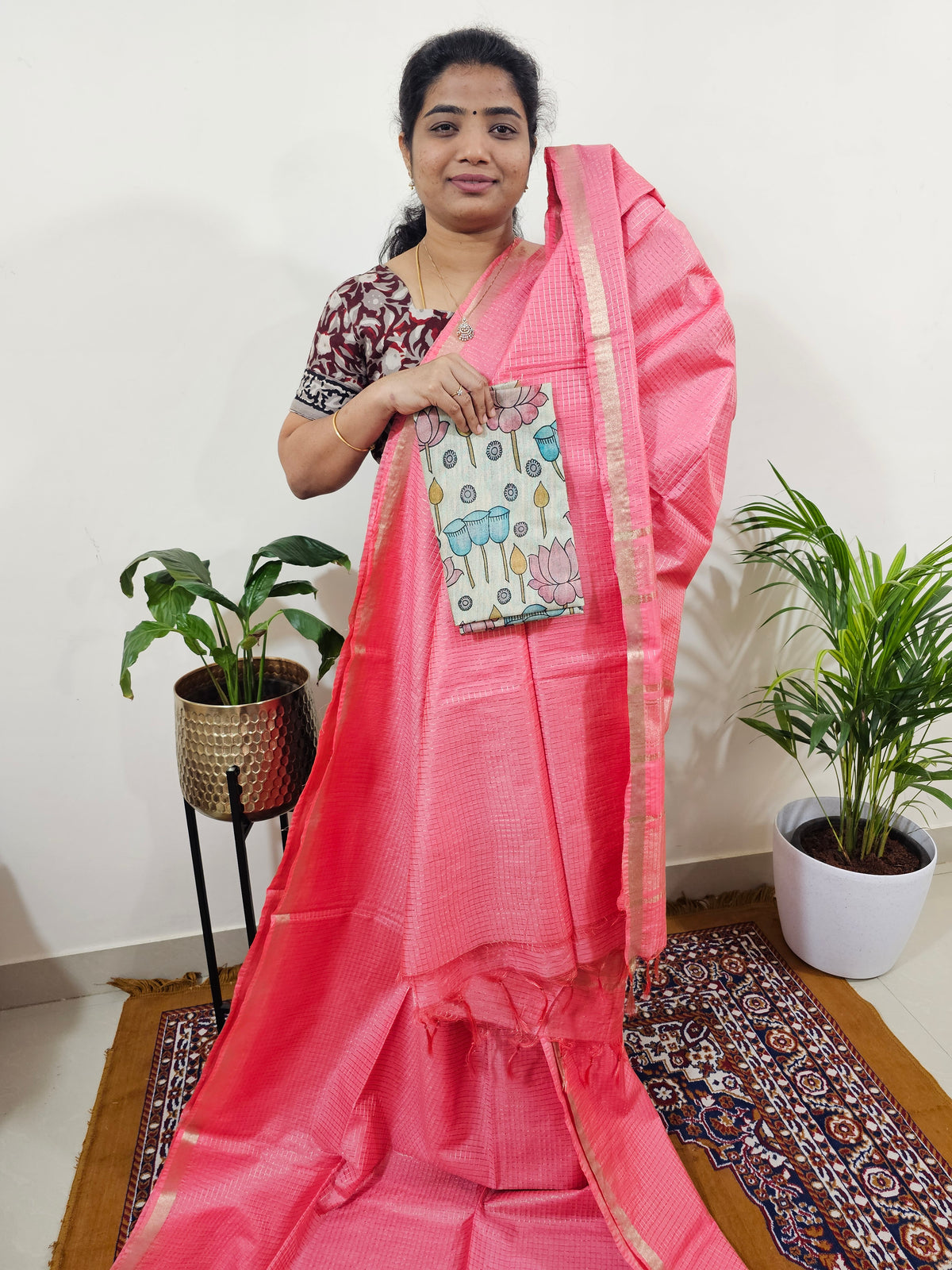 Pastel Bhagalpuri with Matching Blouse - Peach