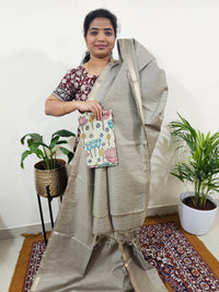 Pastel Bhagalpuri with Matching Blouse - Grey