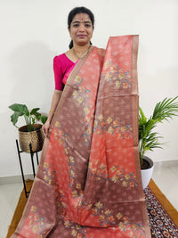 Soft Semi Tussar with Tissue Weaving -  Maroon