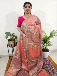 Soft Semi Tussar with Tissue Weaving -  Maroon