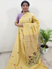 Soft Cotton with Weaving Floral Pattern  - Yellow