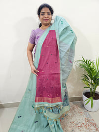 Soft Cotton with Weaving Floral Pattern  - Blue