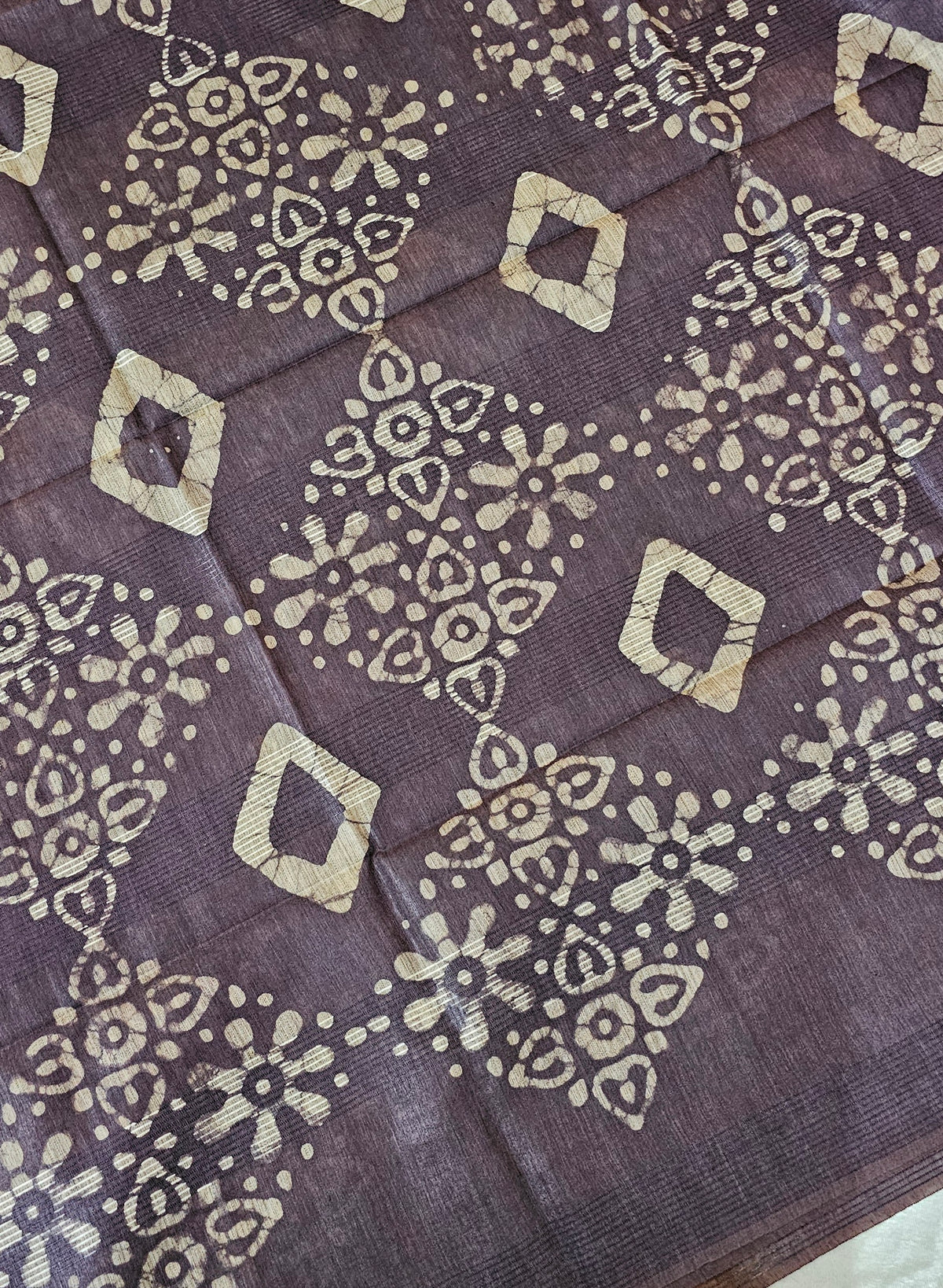 Bhagalpuri with Batik Print - Dark Brown with Honey Brown