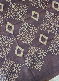 Bhagalpuri with Batik Print - Dark Brown with Honey Brown