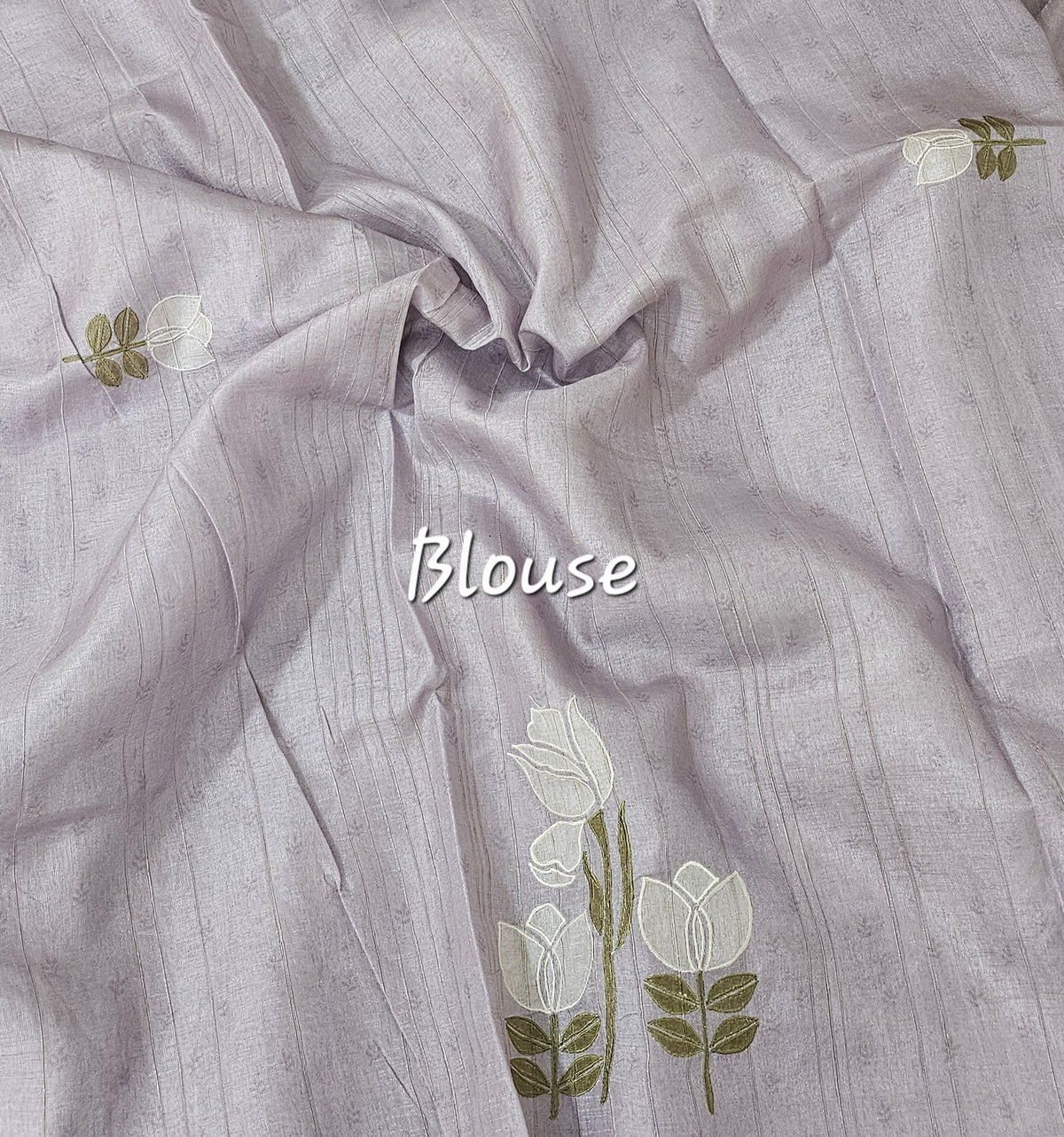 Soft Semi Tussar with Floral Digital Prints Emboridery - Purple