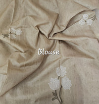Soft Semi Tussar with Floral Digital Prints Emboridery - Green