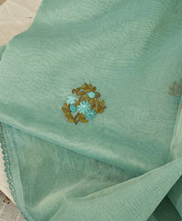 Soft Organza Tissue with French Knot Work - Blue