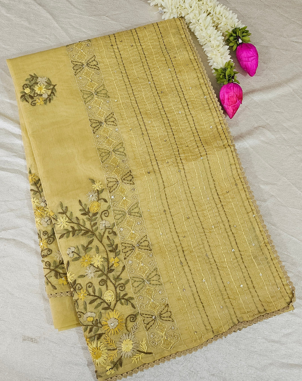 Soft Organza Tissue with French Knot Work -