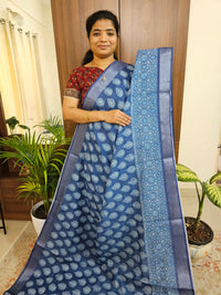 Indigo Linen Cotton with Digital Printed Sarees