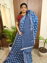 Indigo Linen Cotton with Digital Printed Sarees