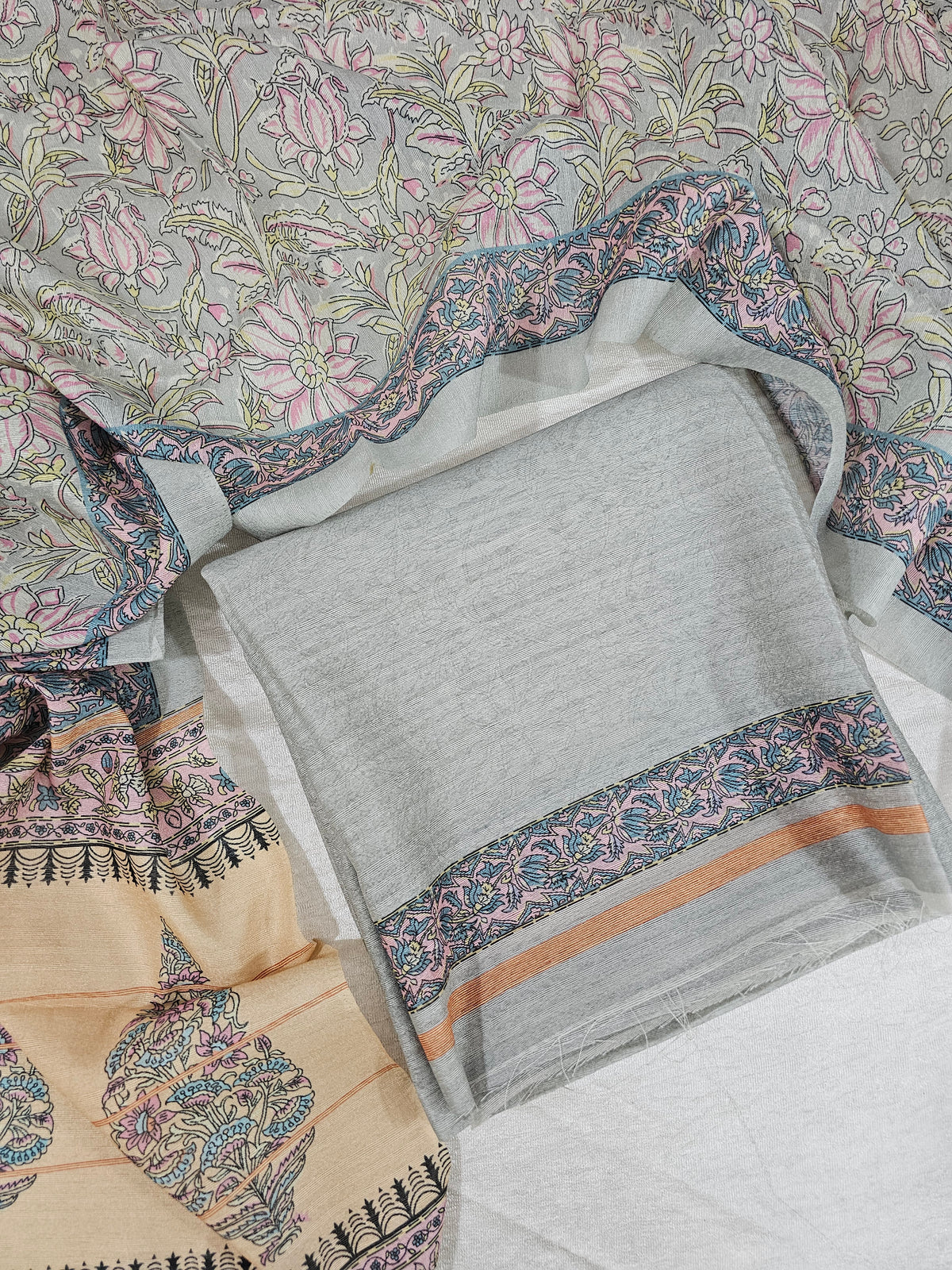 Semi Tussar 2Pcs Unstitched Salwar - Grey