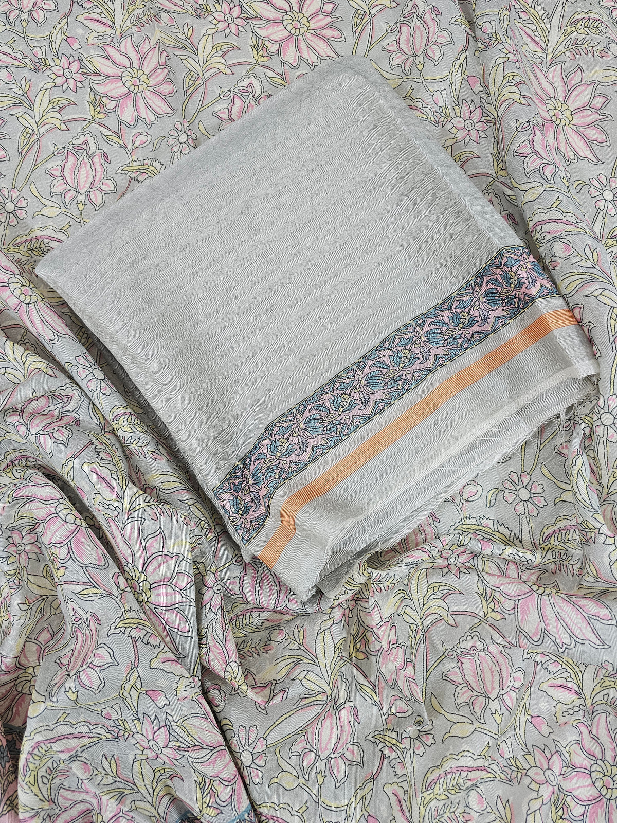 Semi Tussar 2Pcs Unstitched Salwar - Grey