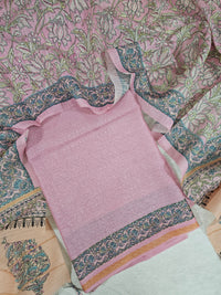 Semi Tussar 2Pcs Unstitched Salwar - Pink