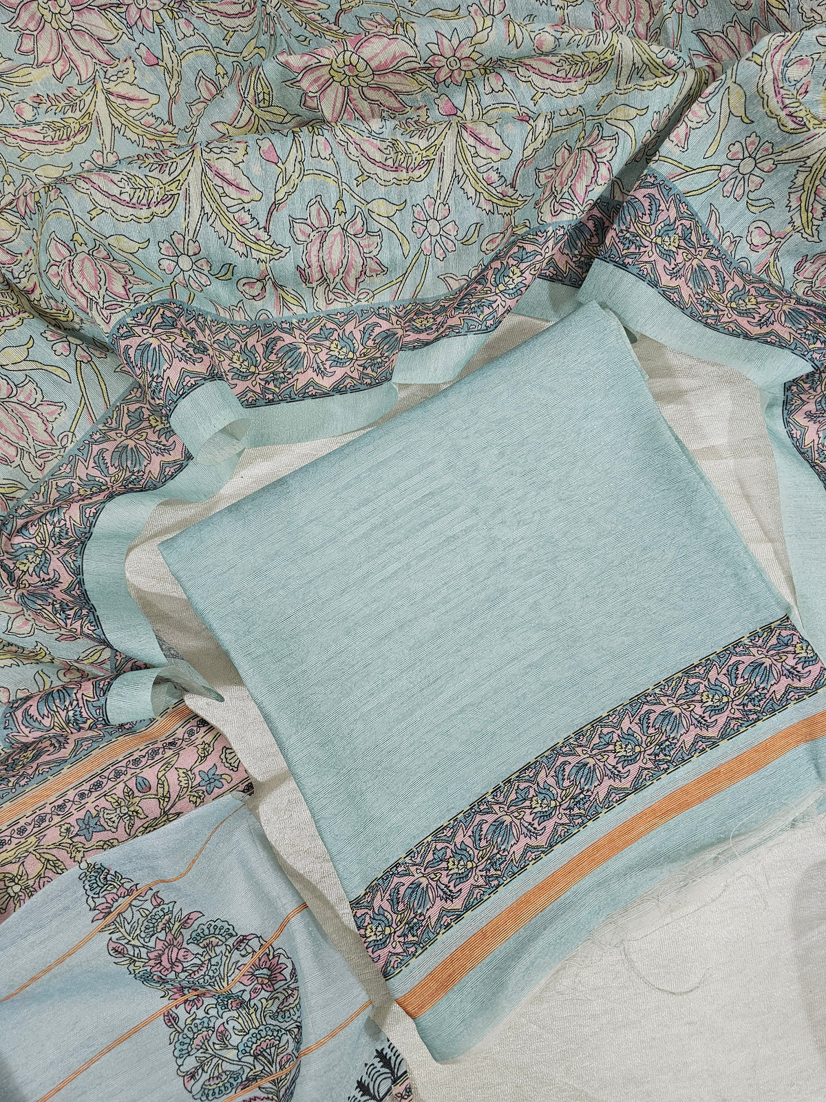 Semi Tussar 2Pcs Unstitched Salwar - Blue