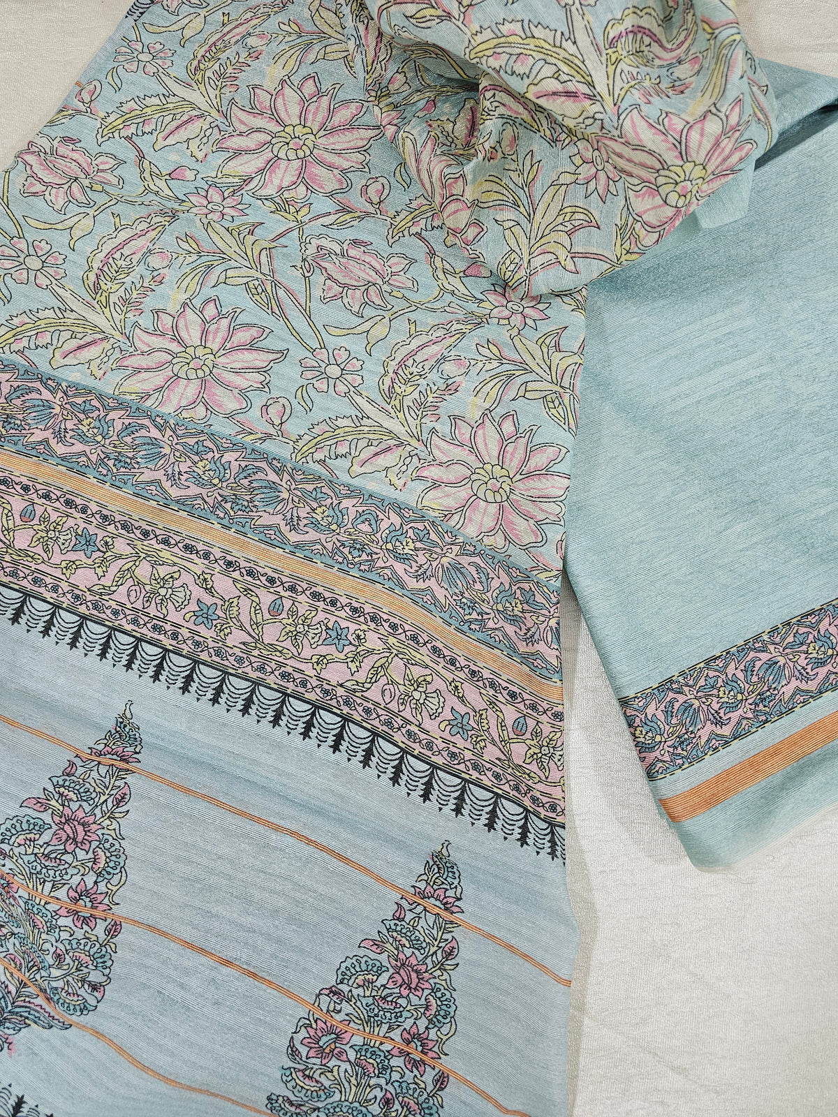 Semi Tussar 2Pcs Unstitched Salwar - Blue